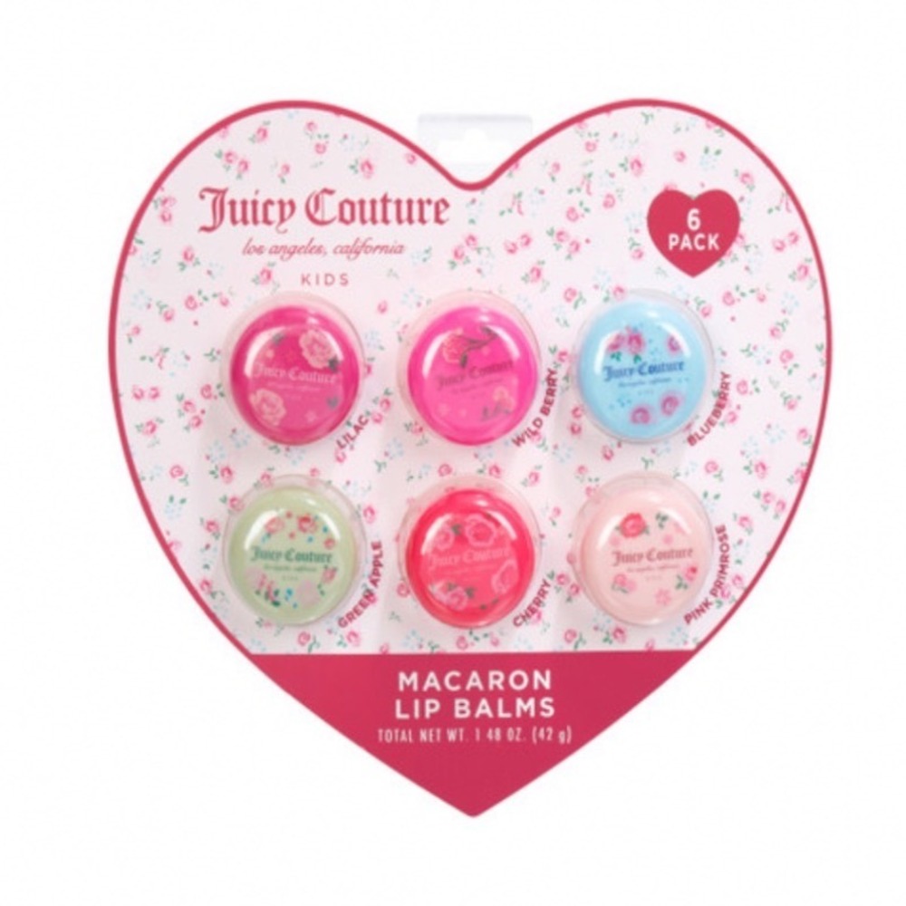 Juicy‎ Couture Kids Macaron Lip Balm 6 Pack Gift Set Heart Shape Floral New